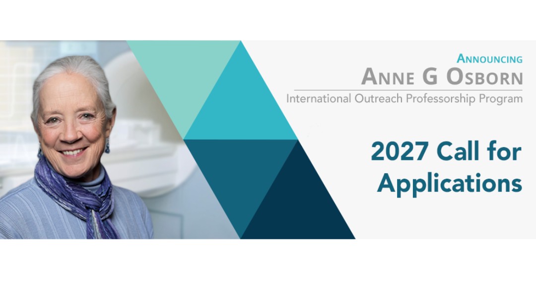 TheASNR's tweet photo. Applications are now being accepted for the Anne G. Osborn International Outreach Professorship Program for 2027. The program recruits and coordinates the travel of ASNR Senior Members to teach around the world. Apply by Monday, October 5, 2026. Details: https://t.co/hjKHg5Wdg9 https://t.co/fGOEFPkgkc