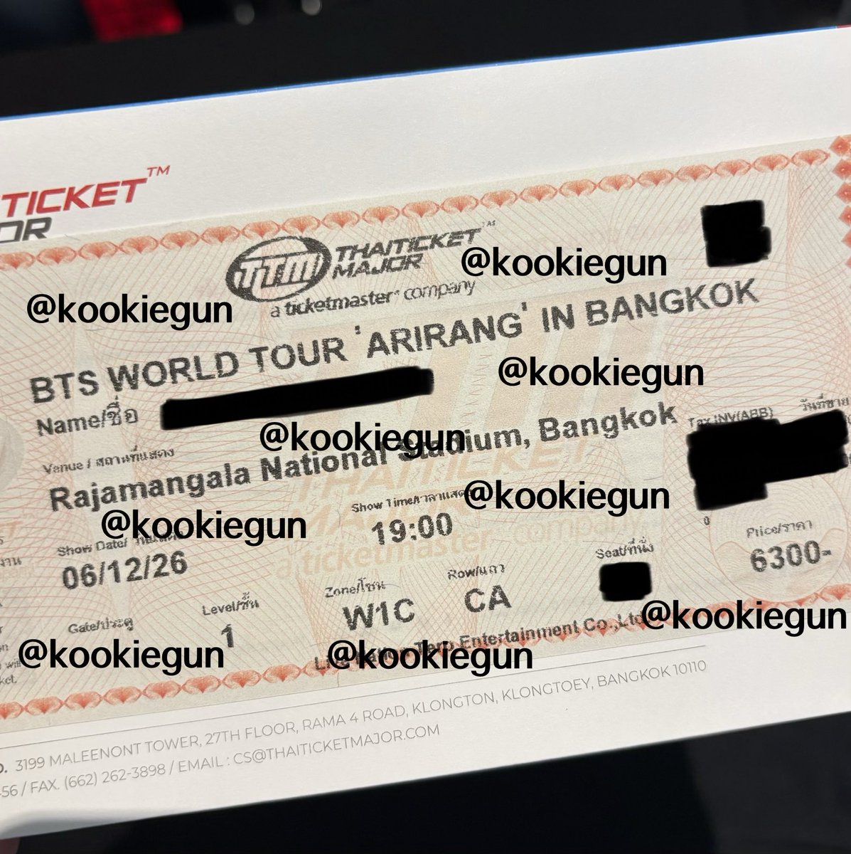 kookiegun's tweet photo. wts ขายบัตร 1ใบ รอบวันอาทิตย์ที่ 6

บัตร 6300 zone W1C row A ปล่อยราคา 15k 

- นัดรับจ่ายสดได้ ไม่ต้องมัดจำ งดต่อราคา เราได้มาแพงค่ะ ใครไม่ไหวผ่านได้เลย 
- รับผ่อนจนถึงวันคอน สนใจ dm นะคะ

#BTS_WORLDTOUR_BANGKOK https://t.co/C2s4DJYZ0K