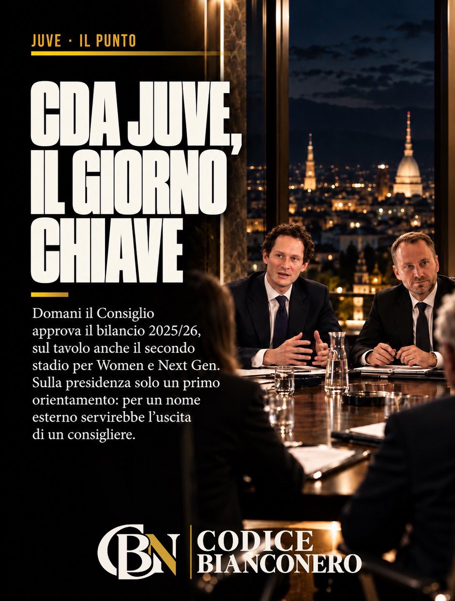 CodBianconero's tweet photo. Martedì il #CdA Juventus approva il bilancio 2025/26 (stime di un rosso tra 58 e 63 milioni). Intorno alla riunione, voci sul dopo #Ferrero.

Lo Statuto è chiaro. Art. 14: il Consiglio sceglie il presidente solo tra i propri membri. E oggi le nove caselle sono tutte occupate.

L'unica porta è la cooptazione (art. 2386 c.c.): serve che qualcuno lasci il CdA. Nel 2025 Tether aveva provato a vincolarla alla lista di provenienza. Bocciata. Oggi la maggioranza sceglie liberamente.

Senza dimissioni, niente presidente esterno prima di novembre.

Ferrero lascerà solo la poltrona o anche il Consiglio? Scrivete la vostra previsione.

#Juventus #FinoAllaFine #Tether #Elkann @paoloardoino @iancio