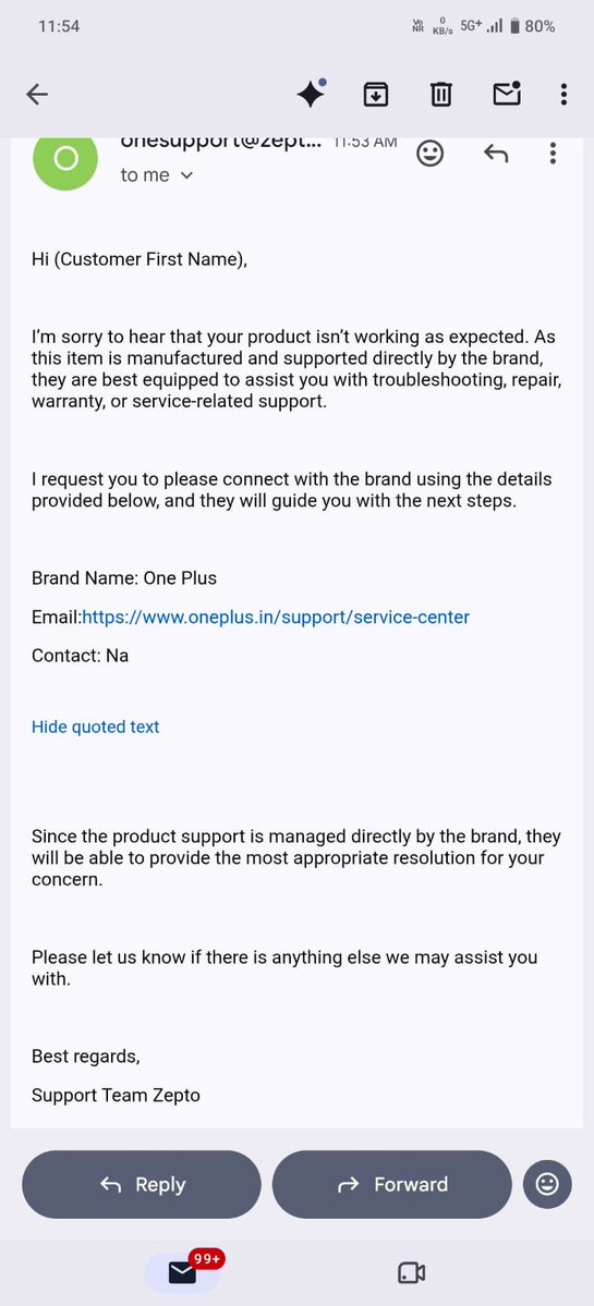 splendidBoron's tweet photo. Bought a OnePlus 13S from @ZeptoCare, but the phone was already activated months before my purchase. OnePlus service centre advised me to return it, yet Zepto is refusing the refund and repeating the same response.

@OnePlus_IN please intervene. I want replacement or refund. https://t.co/aNgD0VHZT8