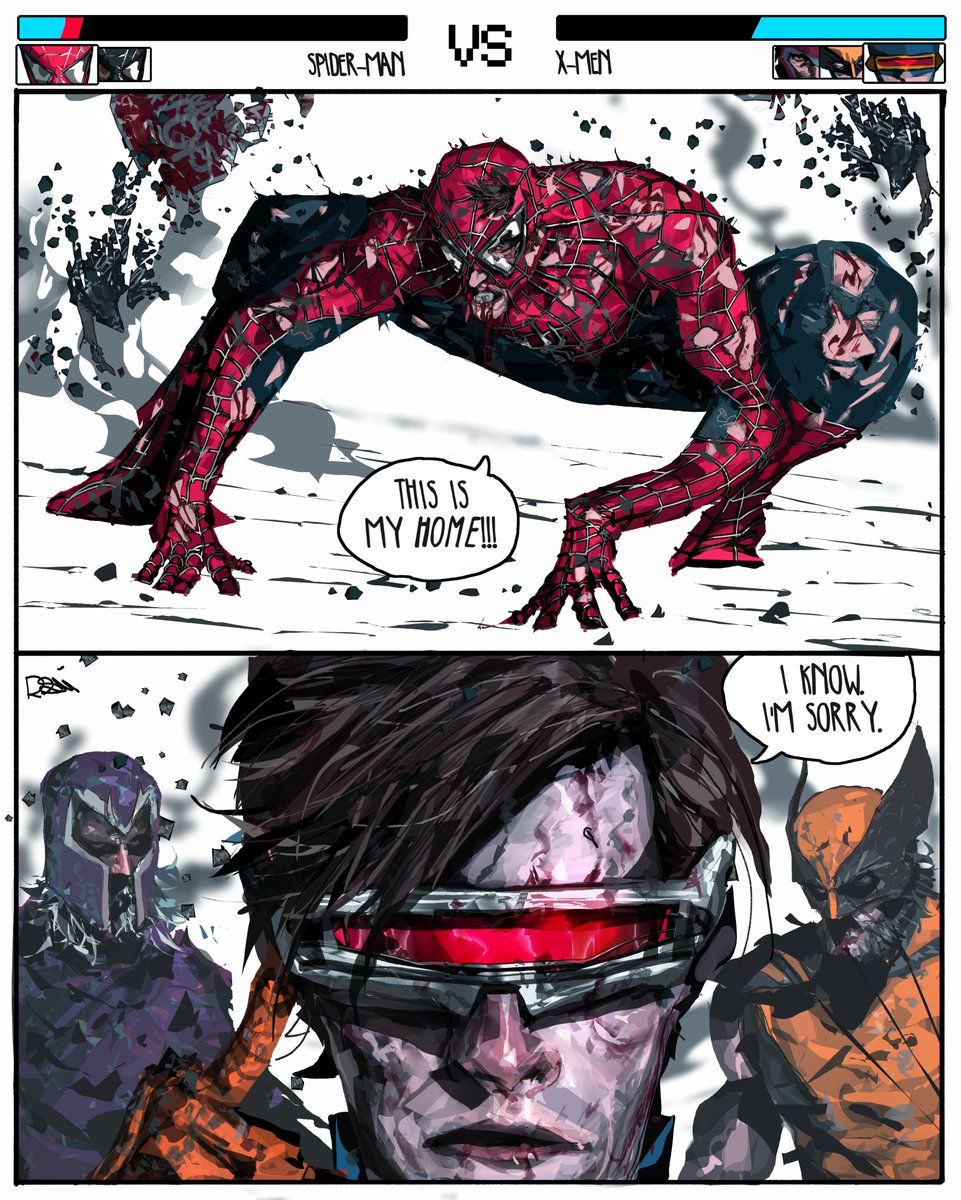 rxzarx's tweet photo. spider-man vs the x-men https://t.co/sKJwNQZjmw