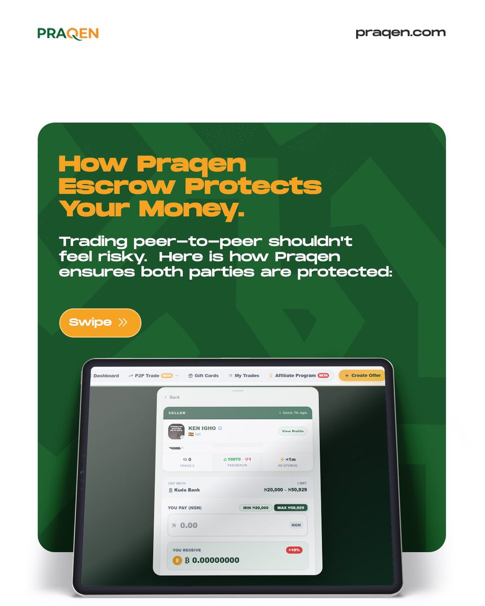 praqenapp's tweet photo. P2P SHOULD NOT BE RISKY! 🔒💰

Ever scared of getting scammed trading crypto?

No stories. No scam. 100% Secure!

Stop trading with fear. Start trading on Praqen.

👉 Trade Now: https://t.co/he4RmDN6uS
Follow us: @praqen on TikTok

*#Praqen #P2PSafety #Escrow https://t.co/YejM1el6jA