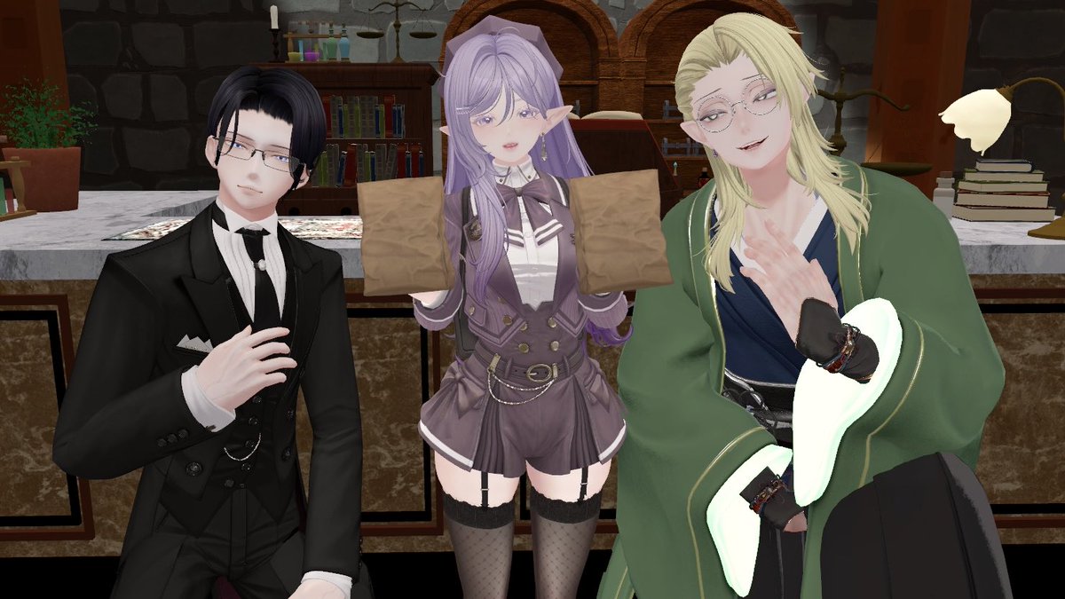 serisaki_vrc's tweet photo. MMORPG系単発イベント #あきないVRC 参加しました🎮
サブクエストにて店番をしたのですが、個性豊かなNPCやプレイヤーが来店されて「世界観すごぉぉ？！」って感動しました！

特にキャスト2人の掛け合いがとても面白かったですし、別のクエストのお誘いやパーティのお誘いもあったりしてわくわくしちゃいました！
みなさんロールプレイうますぎて、ガチで存在してるキャラクターに見えましたｯｯ👏🏻✨✨
ゲーム用語がいくつか出てきて、FF14やっててよかったぁ…と思いました💡

あとワールドの作り込みもすごくて、場面切り替わるたびにめっちゃRPGっぽいBGMかかってテンション上がりました！1人で待機してる時、流れてるBGM聴きながら左右に身体揺れてた₍₍ ᕕ( ´ㅇ` *)ᕗ⁾⁾

最終的にはクエスト完了の報酬ももらえて、最初から最後まで全部演出がすごーーーーーい！！！！
これ単発イベントで終わるの勿体無い…また行きたいぐらいめっちゃ楽しめました🌟
お相手していただいたカンキツさん、シトラスさん、セバスさん、アコニスさん、ぽすかさん、どすこいおむすび君、楽しい時間をありがとうございました♡
(オカマガイゴツ…気になる💀🎀)

＼＼QUEST COMPLETE‼︎／／