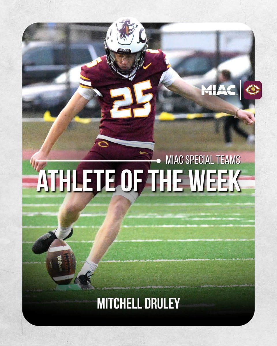 CobberSID's tweet photo. CONGRATS to Mitchell Druley on being name MIAC Special Teams Athlete of the Week! 🌽🏈 https://t.co/lwbxsoLjTK