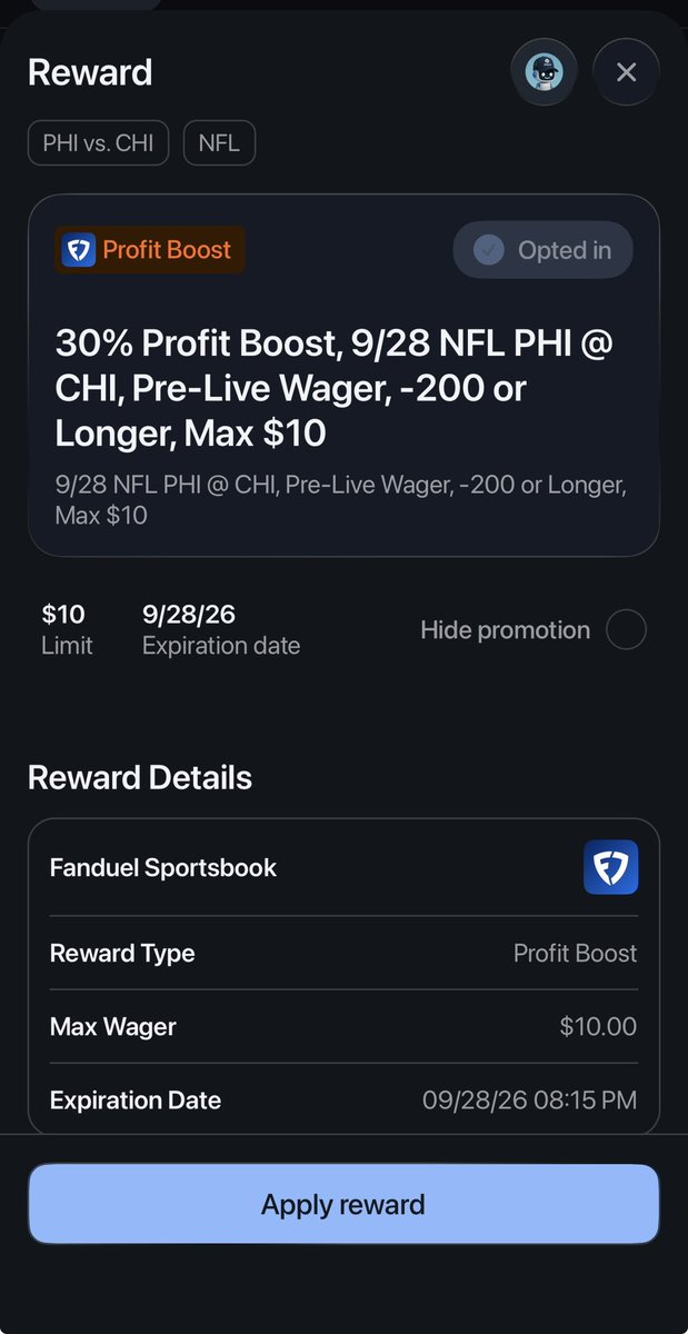 QuickPickBot's tweet photo. Today’s Question 🤖🤖

What should I use this promo on? Give me a first touchdown scorer for it.

Colts on Loveland it is for MNF ✅ https://t.co/uObefbXEi1