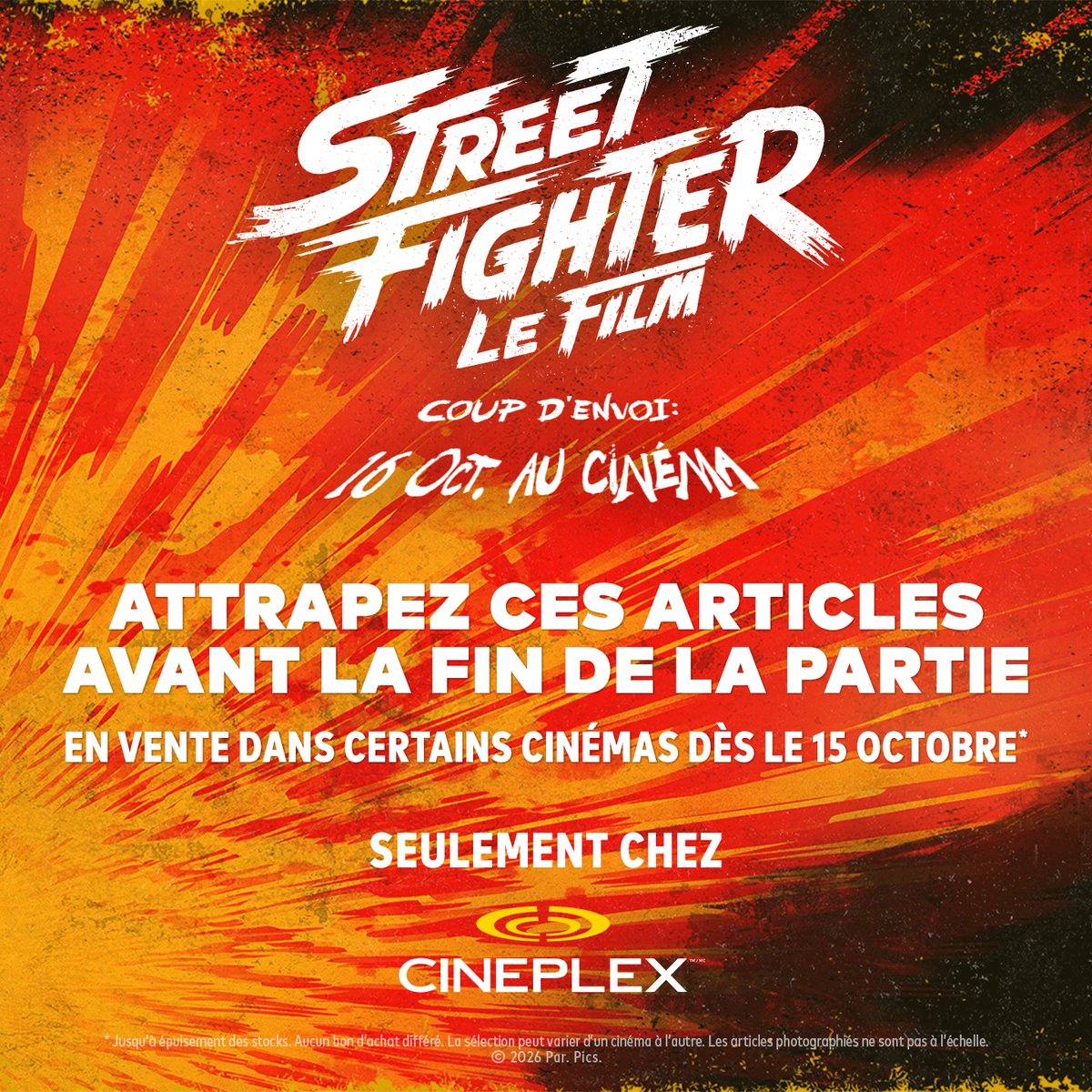 CinemasCineplex's tweet photo. 👊 Sautez dans l’arène avec vos articles de Street Fighter. En vente dans les cinémas seulement, jusqu’à épuisement des stocks. 

Billets 🎟️➡️ https://t.co/JZmBBrk731 https://t.co/XvdI18NDbt