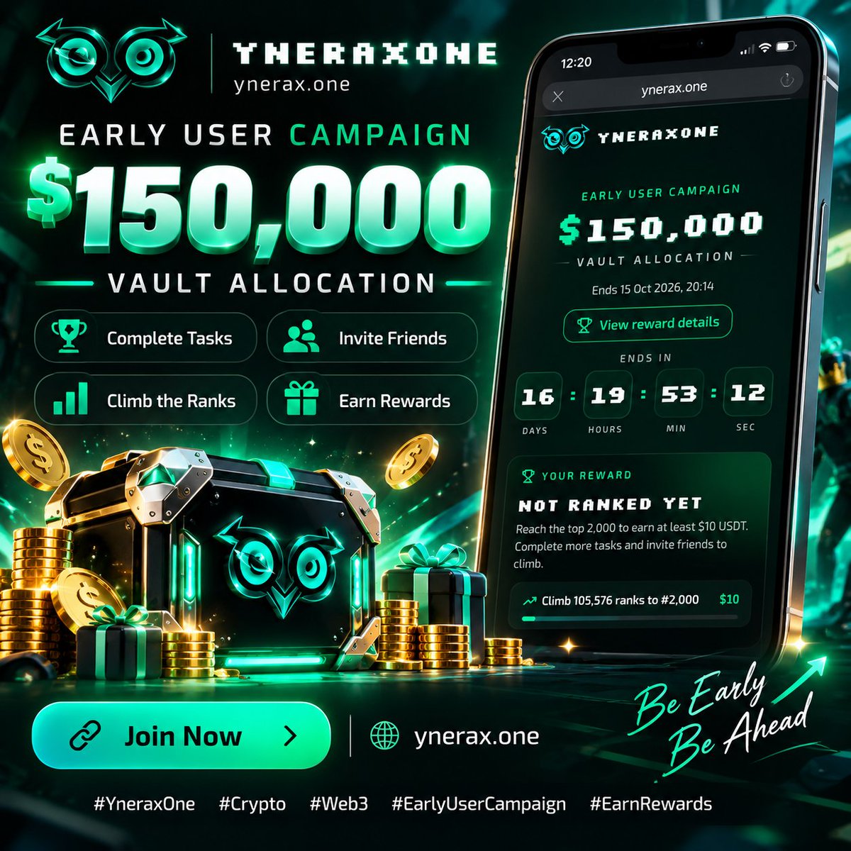 Tamanna43311406's tweet photo. ๐ Early movers, this one's worth a look!
YneraxOne has an early user campaign live, with a $150,000 valuation event and rewards tied to the leaderboard.
Complete tasks. Climb the ranks. Explore the rewards. โก
Who's checking it out? ๐
#YneraxOne #Web3 #Crypto https://t.co/tfWLy2Bijm