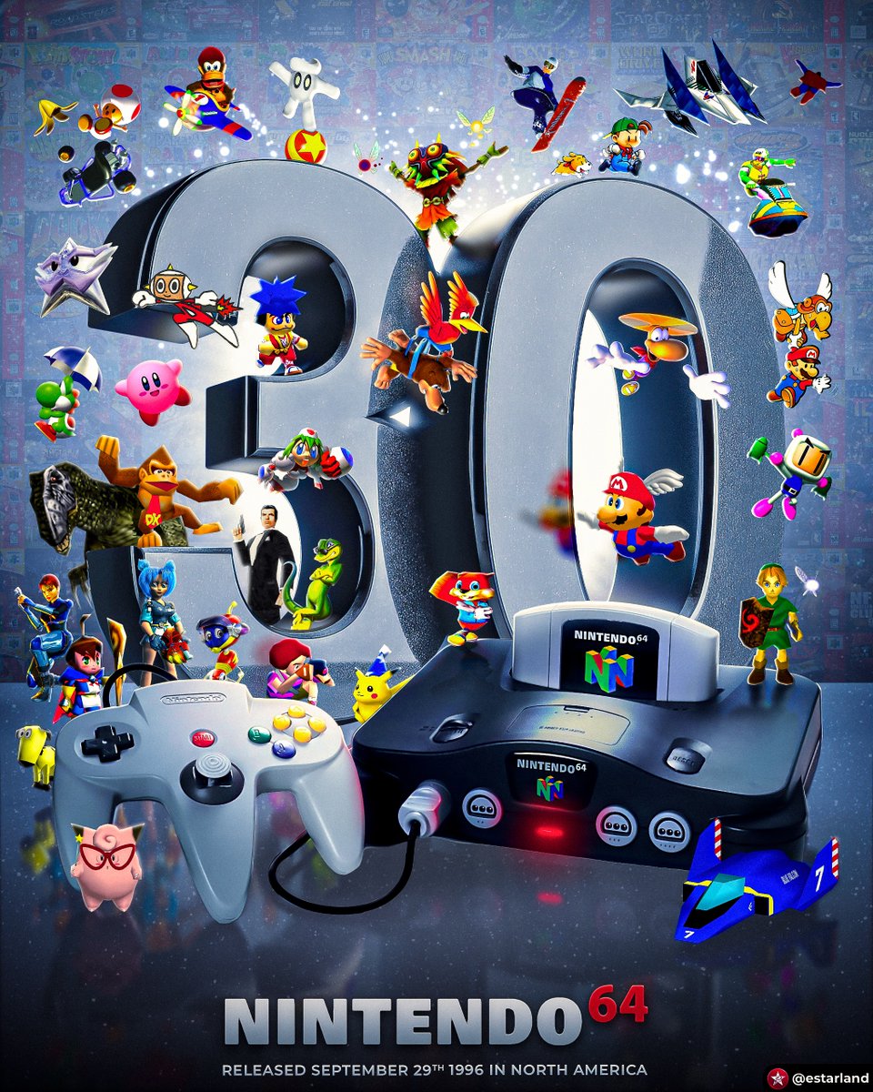 eStarland's tweet photo. Today is the 30th Anniversary of the N64! ❤️ https://t.co/TuQMil20tH