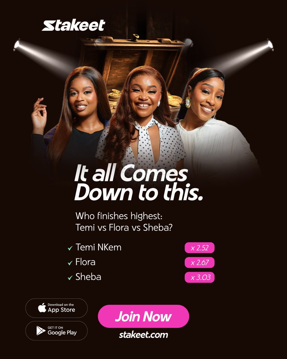 BBNaijagistplug's tweet photo. Omo 😂 I just discovered this new update on Stakeet now 

Una just dey hide update since abii 😂 

Who do you think will finish highest between Flora, Temi, and Sheba

I don drop my pick asap, drop your predictions here 👇👇

https://t.co/F69flykNMQ…

#BBNaija #Stakeet https://t.co/74LzFvddlq