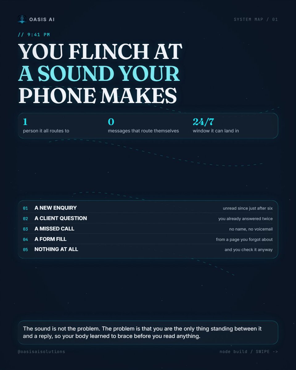 Conaugh90210's tweet photo. The sound isn't the problem. The problem is that every missed call, form fill and late DM ends at the same person, and your body worked that out before you did. https://t.co/qYfIKIttVk