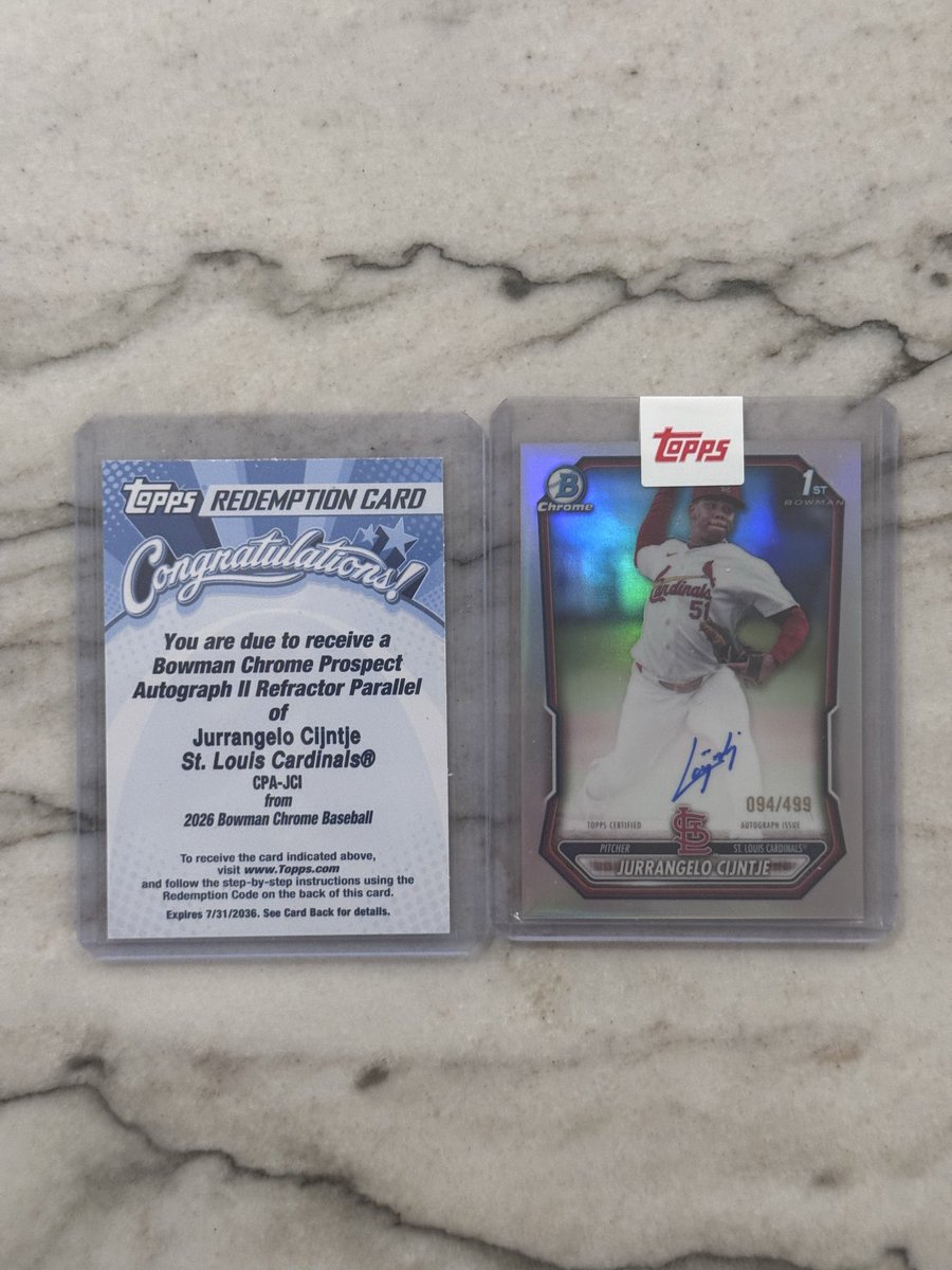 DeezCards87's tweet photo. Cool Topps redemption…
Was hyped when I saw how quick this redemption got sent out to me… turns out quality control is non existent as always. Almost looks like they left a Reptillian printing plate on. How do they even send this out??? Now to wait 12-16 weeks for the defect claim… how does they even let this go out? Now I have to wait 12-20 weeks for a defect claim?? 

#topps #thehobby @CardPurchaser @SportsCardInv #sportscards @NFL #whodoyoucollect @Topps @BowmanCards #bowmancheome #bowman  #baseball #baseballcads #cardcollector #cardcollection #SHOWYOURHITS @eBay #1stbowman #bowman1st