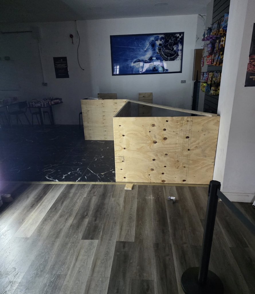 ToffeesCoffees's tweet photo. New counter has started to be built. A lot to do this week to get Toffees &amp; Coffees ready for opening on Monday but you won’t recognise it when it’s done! https://t.co/XkNFiETeqH