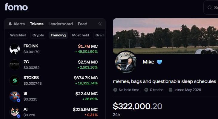 mikemayhew's tweet photo. Time to make my first trade on @fomo with a crazy deposit

What coins should i buy? whatever i buy i have to be one of the top holders.

Drop your fomo usernames i need friends

If i follow you im sending some random cash amount too💯 https://t.co/P0vSV9FGlc