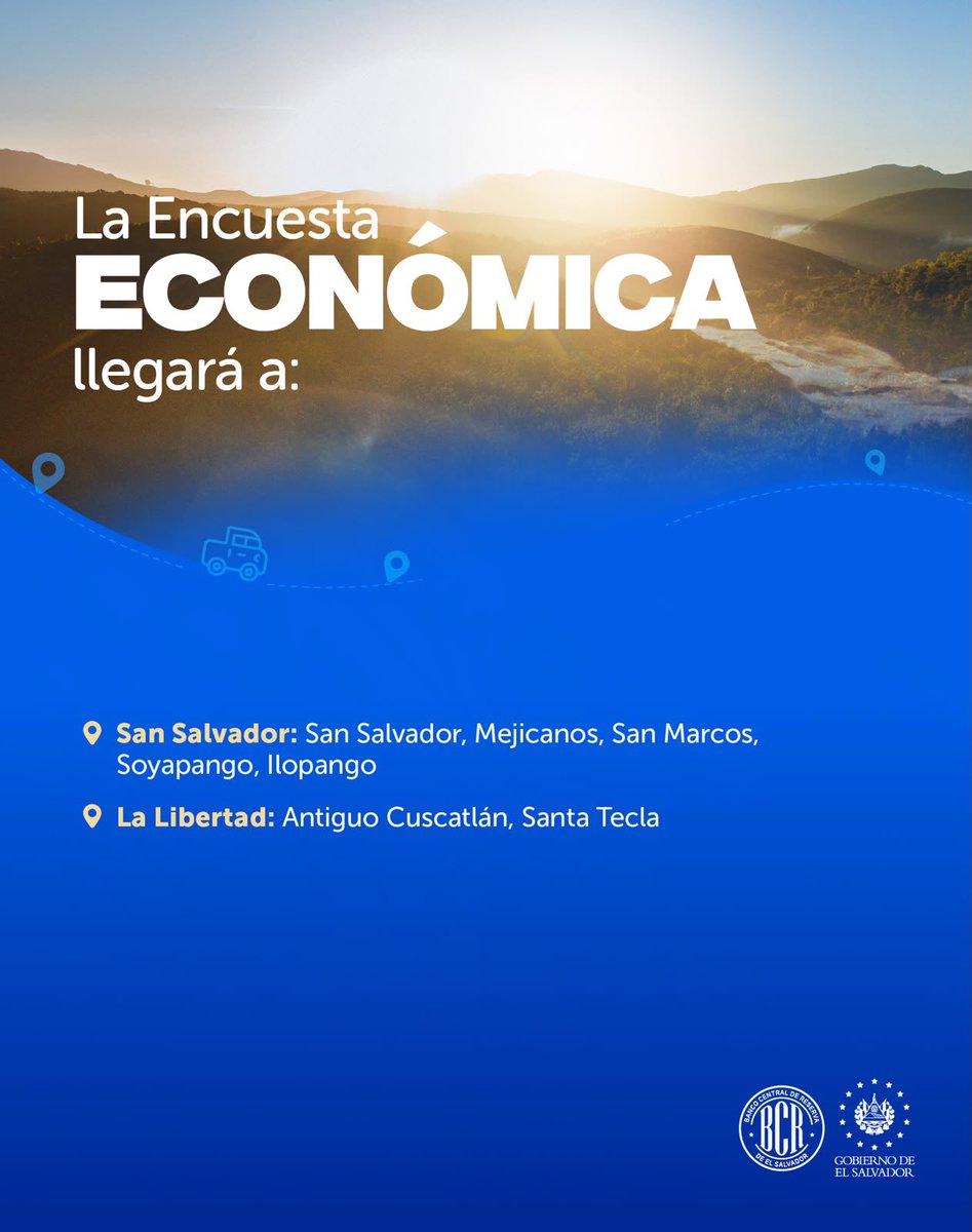 bcr_sv's tweet photo. 📢 Te compartimos la ruta de esta semana por parte de nuestros gestores de información para las encuestas de Precios, Económica, Turismo y Hogares de Propósitos Múltiples. https://t.co/2XVttGLAOe