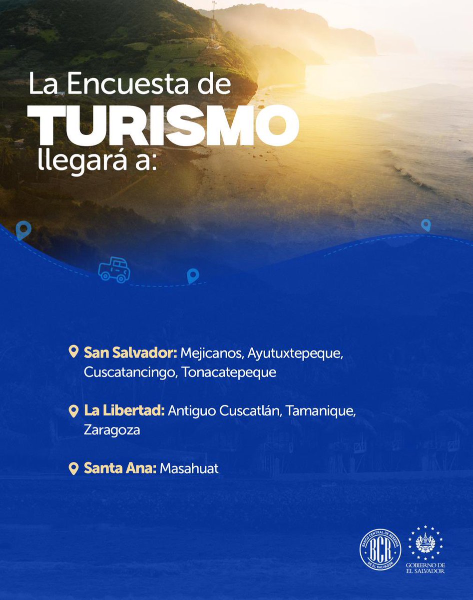 bcr_sv's tweet photo. 📢 Te compartimos la ruta de esta semana por parte de nuestros gestores de información para las encuestas de Precios, Económica, Turismo y Hogares de Propósitos Múltiples. https://t.co/2XVttGLAOe
