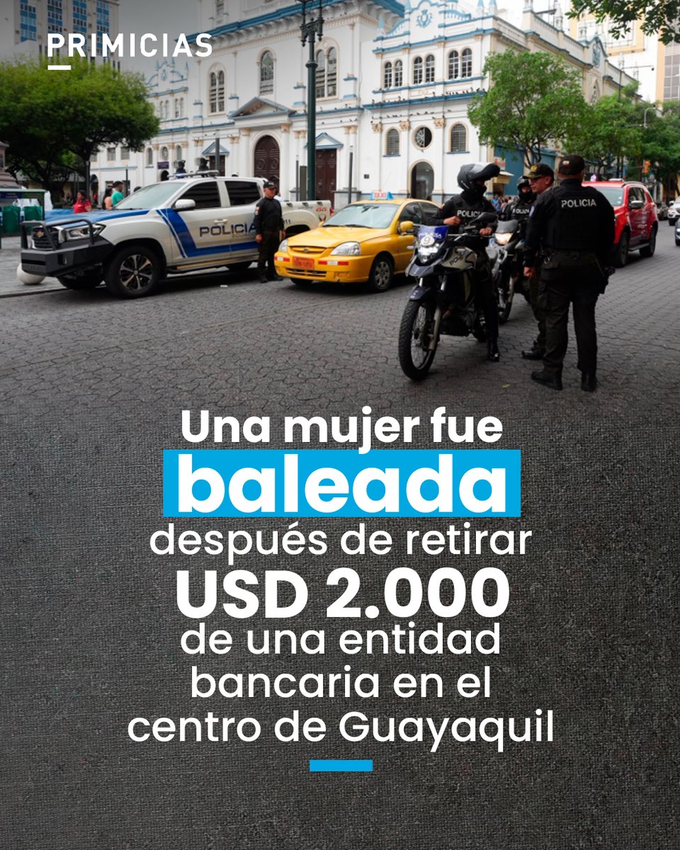 Primicias's tweet photo. #Guayaquil | Dos hombres que se movilizaban en una motocicleta habrían interceptado a la mujer después de que retiró el dinero de una entidad bancaria, este 28 de septiembre. La víctima fue herida en el abdomen y permanece estable en el hospital Teodoro Maldonado. https://t.co/3GwX4wde74