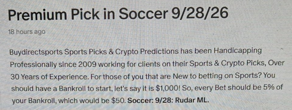 Buydirectsports's tweet photo. Another 1-0 day in #Soccer #CashIt Sent to Clients Earlier! You Know we got the #Receipts👇 #X #GamblingX #CryptoX #SportsBetting #SportsGambling #TimeStamped #Proof #Documented 100% #Transparent Join:👉 https://t.co/T3gNCZ54Sd https://t.co/fgQUAMe1XH