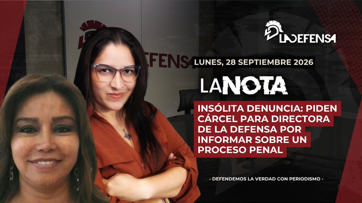 LaDefensaEc's tweet photo. INSÓLITA DENUNCIA: PIDEN CÁRCEL PARA DIRECTORA DE LA DEFENSA POR INFORMAR SOBRE UN PROCESO PENAL
La abogada y exjueza Marcia Ada Flores Benalcázar querelló a la directora editorial de LA DEFENSA, Blanca Moncada, y pide entre 15 y 30 días de cárcel, una disculpa pública y una indemnización. ¿El motivo? La publicación de información relacionada con el proceso penal que enfrenta por presunta falsificación y uso de documento falso.

El reporte cuestionado se elaboró con documentación pública del sistema judicial, la sanción administrativa impuesta por el Consejo de la Judicatura y la acusación particular del médico que desconoció la firma y el sello de un certificado. Además, LA DEFENSA entrevistó y publicó la versión del entonces abogado de Flores, el presidente de la Federación de Abogados, Paúl Ocaña. Es decir: documentos, contraste y periodismo.

LA DEFENSA rechaza cualquier intento de convertir los tribunales en una herramienta de intimidación contra la prensa. La querella seguirá su curso; nosotros también: seguiremos investigando, contrastando y defendiendo la verdad con periodismo.

Mira la nota completa: https://t.co/ITZrdhSQwx

#InsólitaDenuncia #PeriodismoNoEsDelito #LibertadDePrensa #BlancaMoncada #LaDefensa #Ecuador #LibertadDeExpresión
