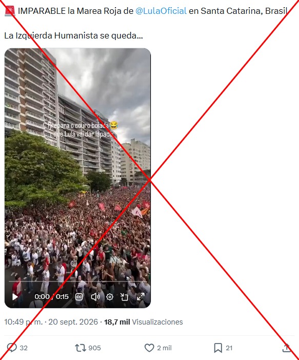AfpFactual's tweet photo. 🇧🇷 ¿Este video corresponde al mitin de Lula da Silva en el estado brasileño de Santa Catarina del 19 de septiembre de 2026?

❌ No, la secuencia es de diciembre de 2025 y muestra un acto musical en Copacabana, Río de Janeiro.

https://t.co/d5admq8AVB https://t.co/nHKDlu7nww