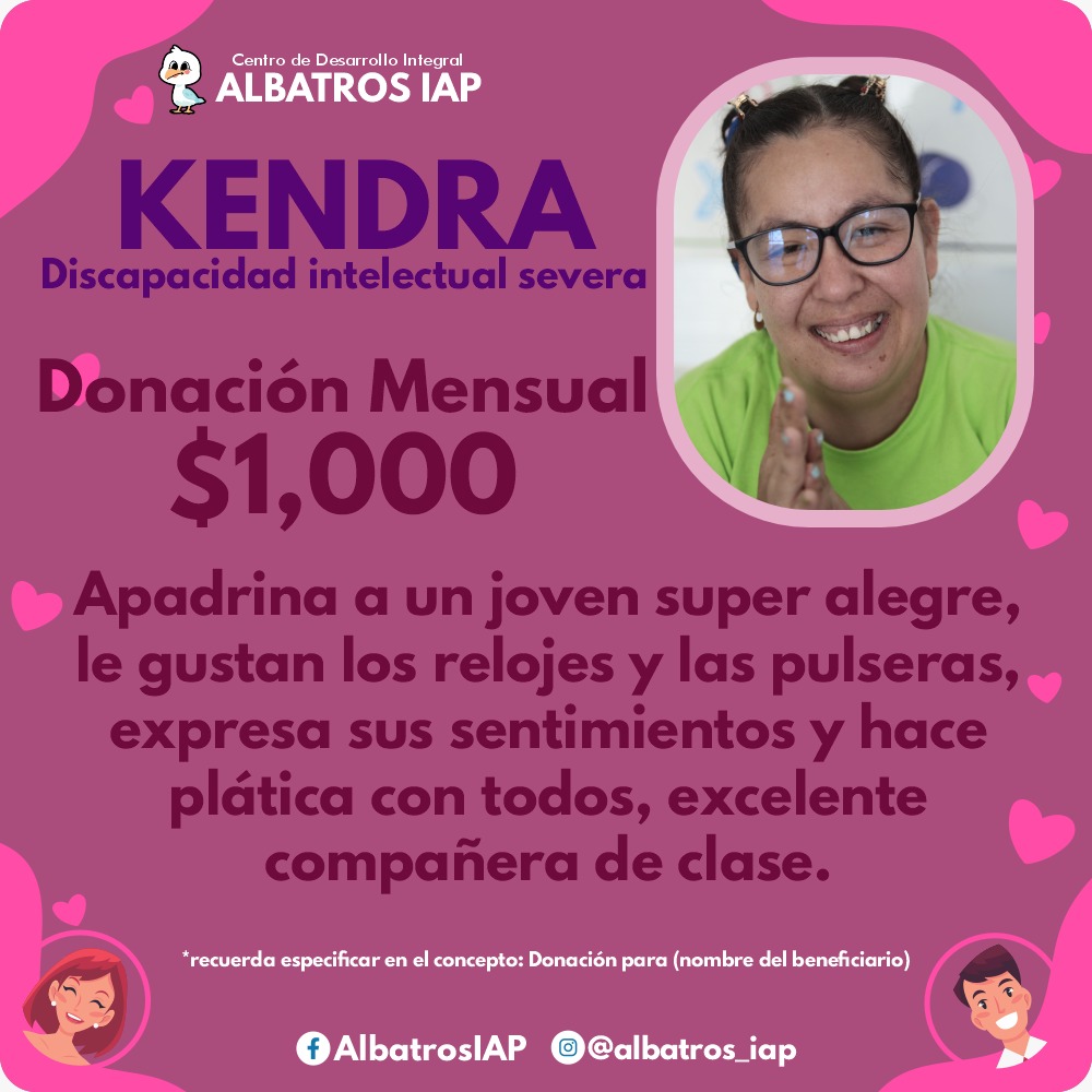 AFmedios's tweet photo. 💙💗 #SolidaridadAF | Albatros IAP busca padrinos para continuar apoyando a sus alumnos
El Centro de Desarrollo Integral Albatros IAP lanzó una cruzada para encontrar empresas y personas que deseen apadrinar a alguno de sus alumnos mediante una aportación mensual, con el objetivo de dar continuidad al trabajo que realiza en beneficio de niñas, niños y jóvenes con discapacidad.

En esta ocasión, Albatros presenta a Kendra, José Alfonso y Reyna, quienes pueden recibir apoyo mediante aportaciones mensuales para contribuir a su atención y desarrollo. 🤝 La institución señala que quienes deseen sumarse pueden hacerlo con cualquier cantidad mensual, ayudando así a mantener los programas y servicios que brinda a sus alumnos. ¿Te gustaría convertirte en padrino o madrina? 💕