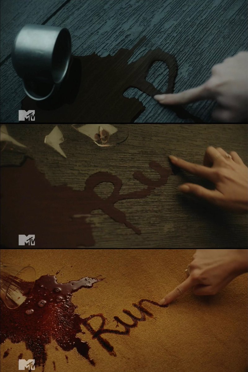 the_alchemaria's tweet photo. We see her spill 2 drinks. 
1. Coffee in the bathroom 
2. Red wine in the living room
Where is the third coming from? And why does it look more like blood? https://t.co/JkfNqlhCxN