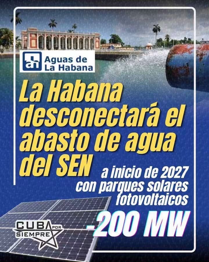 gobhabana's tweet photo. 💧⚡️ #LaHabana contará con 200 MW solares para el bombeo de agua, sin depender del SEN.

🇨🇺 Desde noviembre, grupos electrógenos respaldarán las primeras fuentes de abasto. https://t.co/S0Nhwt5d0b