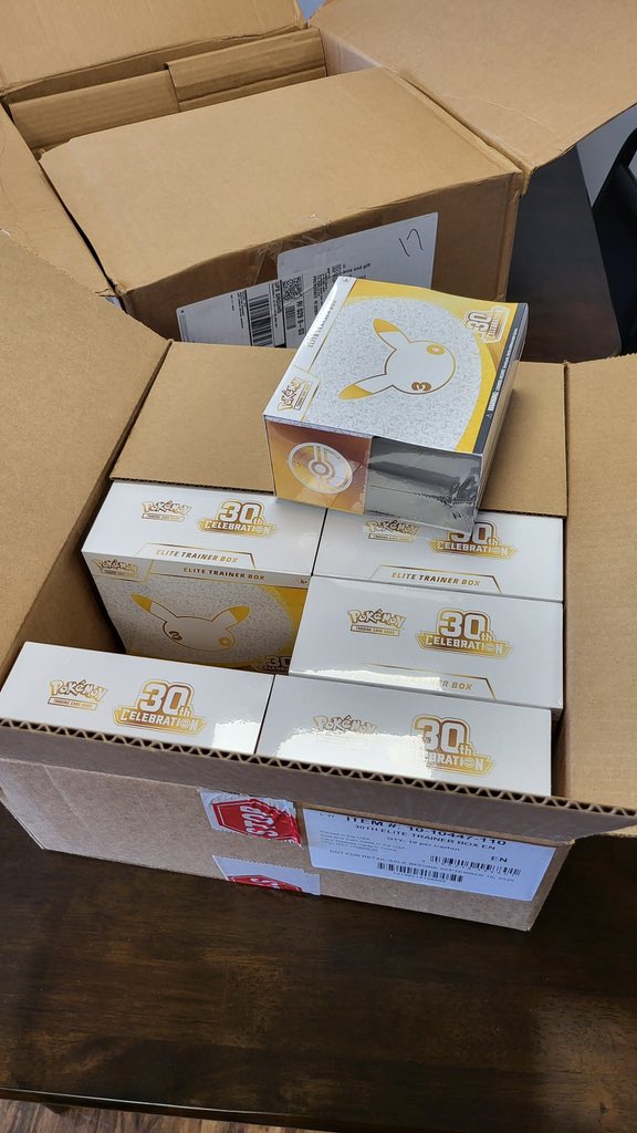 pokemarttcg's tweet photo. Pokémon 30th Celebration ETBs are now in stock! $100 EACH ,These will not last long. Call to reserve or message directly ASAP.

The best part? We’re selling this ENTIRE pallet at TRUE MSRP. 🔥

We’ve got the MOST 30th Celebration product in the MOV and the BEST prices to go with it.

No crazy markups. Just a huge release for our community at the prices these products were meant to be sold for.