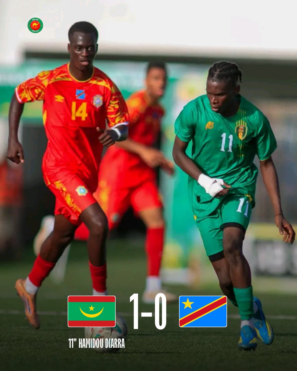 INFOSFOOTMAUR's tweet photo. 🚨 TERMINÉ | La Mauritanie U23 s’impose 1-0 face à la RD Congo pour le match aller du tour préliminaire des qualifications pour la CAN U23. 🇲🇷🇨🇩 https://t.co/ujsNZRXARN