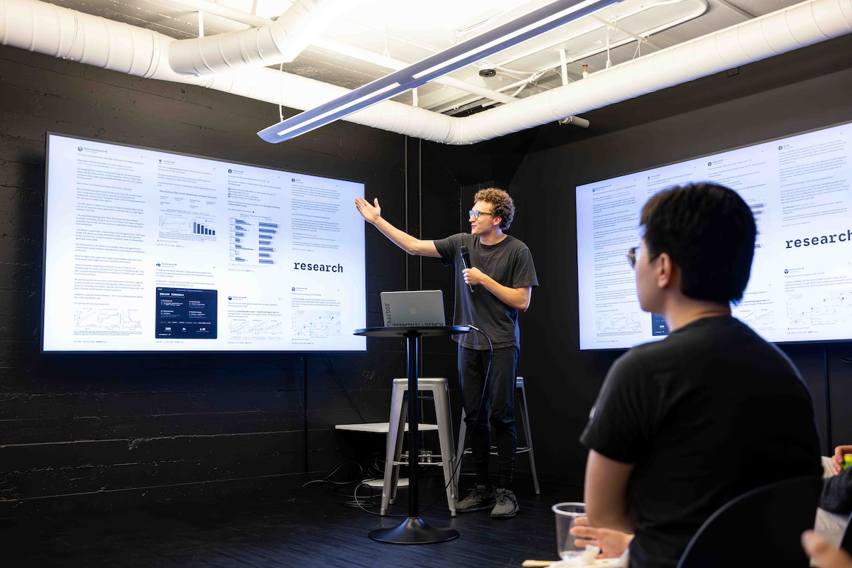LaudeVentures's tweet photo. With hundreds of contributors and thousands of participants on Discord and GitHub, the @terminalbench team ships frequent updates in the open so everyone can learn alongside them. And with @harborframework, they've built the infrastructure for anyone to benchmark the use cases they care about. 

Great to host the community at Laude Lab last week and hear what's coming next!

@alexgshaw @ryan_marten @StevenDillmann @Mike_A_Merrill @andykonwinski