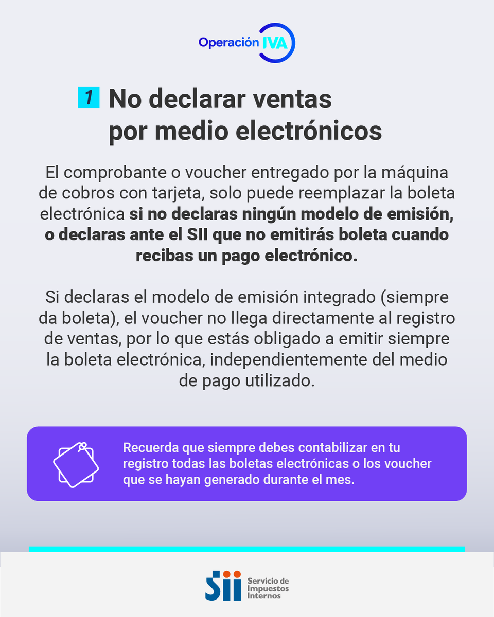 SII_Chile's tweet photo. Un error en tu Registro de Ventas puede impactar tu declaración de IVA.

👉 Visita el link de nuestra bio y conoce el portal con información útil para cumplir tus obligaciones tributarias de manera simple y oportuna. 🔗✨ https://t.co/vkj0gOqgsw