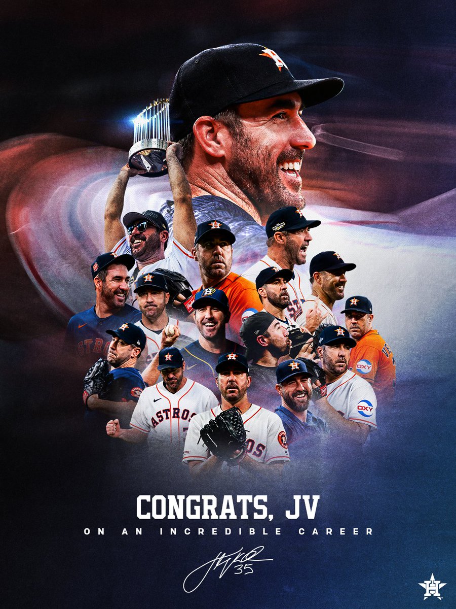 astros's tweet photo. A leader, a champion, a legend.

Thank you for every moment, every milestone, and every memory you gave to Houston. Congratulations on an extraordinary career, JV 🤘🧡 https://t.co/yDnQOyxPem