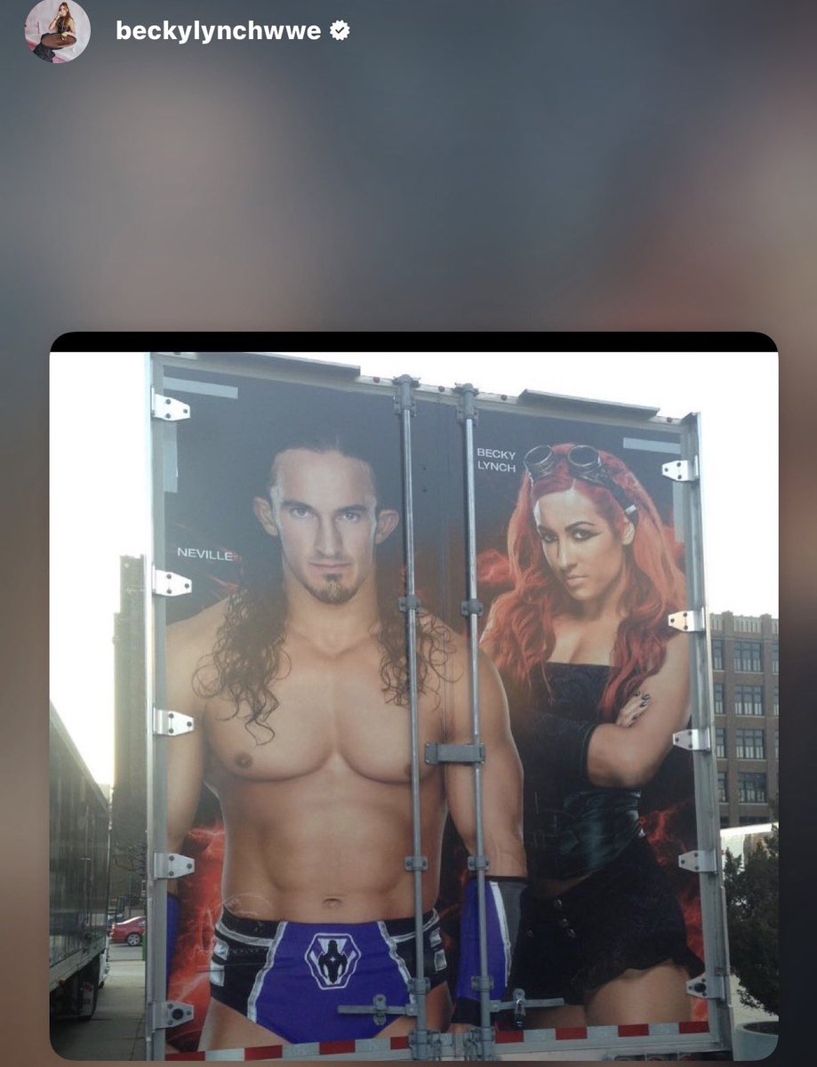 FadeAwayMedia's tweet photo. Becky Lynch posted the throwback WWE production trucks of herself and Neville on them ❤️ https://t.co/MwUJhxB3k4