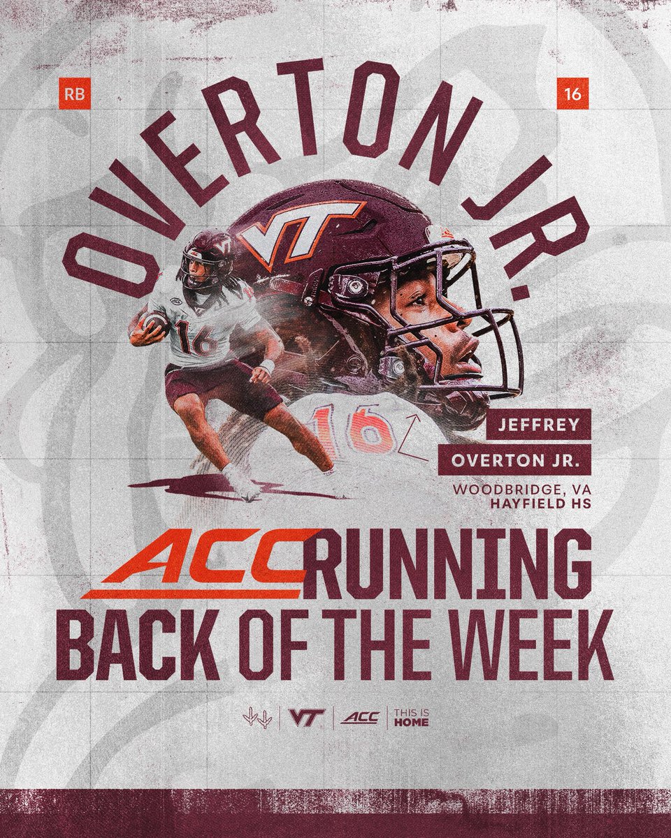 HokiesFB's tweet photo. ACC RB OF THE WEEK 🦈

#LetsGoHokies https://t.co/u2cUNY9f6g