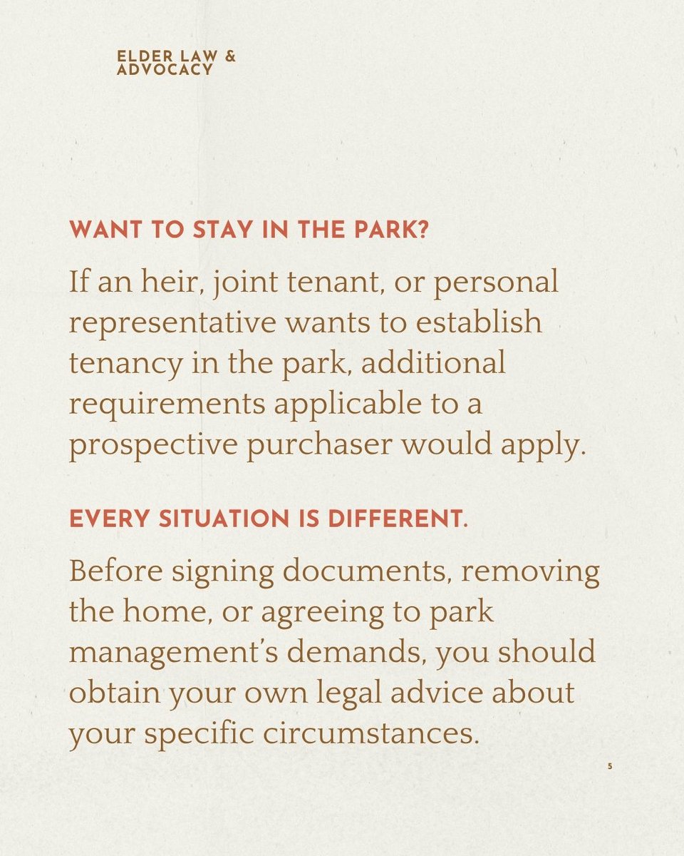 ElderLawAdvo's tweet photo. If you inherit a mobilehome located in a mobilehome park, you may suddenly find yourself navigating questions. If you need help understanding your options, Elder Law &amp; Advocacy may be able to assist.
📞 858-565-1392
🌐 https://t.co/pZ71XNect1
#ElderLaw&amp;Advocacy #MobilehomeLaw https://t.co/j0q0IfAFCK