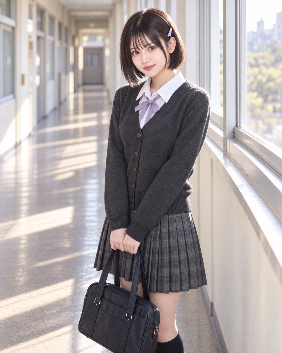 AiRis_project's tweet photo. ……やっと来た。
ひとりで帰るの、なんとなく気分じゃなくて。
ね、一緒に帰ろ？💜

制服コーデで、放課後の待ち合���せ。

#AiRis #アイリス
#黒瀬月乃 #AIアイドル https://t.co/87sV4SKrQi