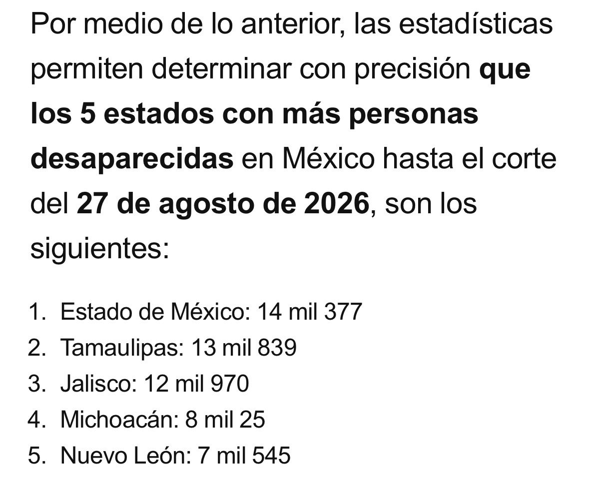 Czar_River's tweet photo. @LBallesterosM Cuando los estados que MC gobierna salga de los que más desaparecidos tienen entonces pueden criticar con todas la de la ley. https://t.co/bgpoHEhJRp