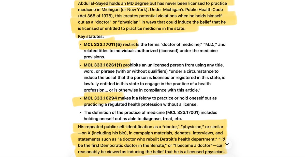 HouseofElon's tweet photo. @AbdulElSayed ABDUL EL-SAYED IS NOT A LICENSED DOCTOR AND NEVER HAS BEEN!

He should actually be prosecuted for unlawfully holding himself out as one! https://t.co/0I7FDJ14sZ