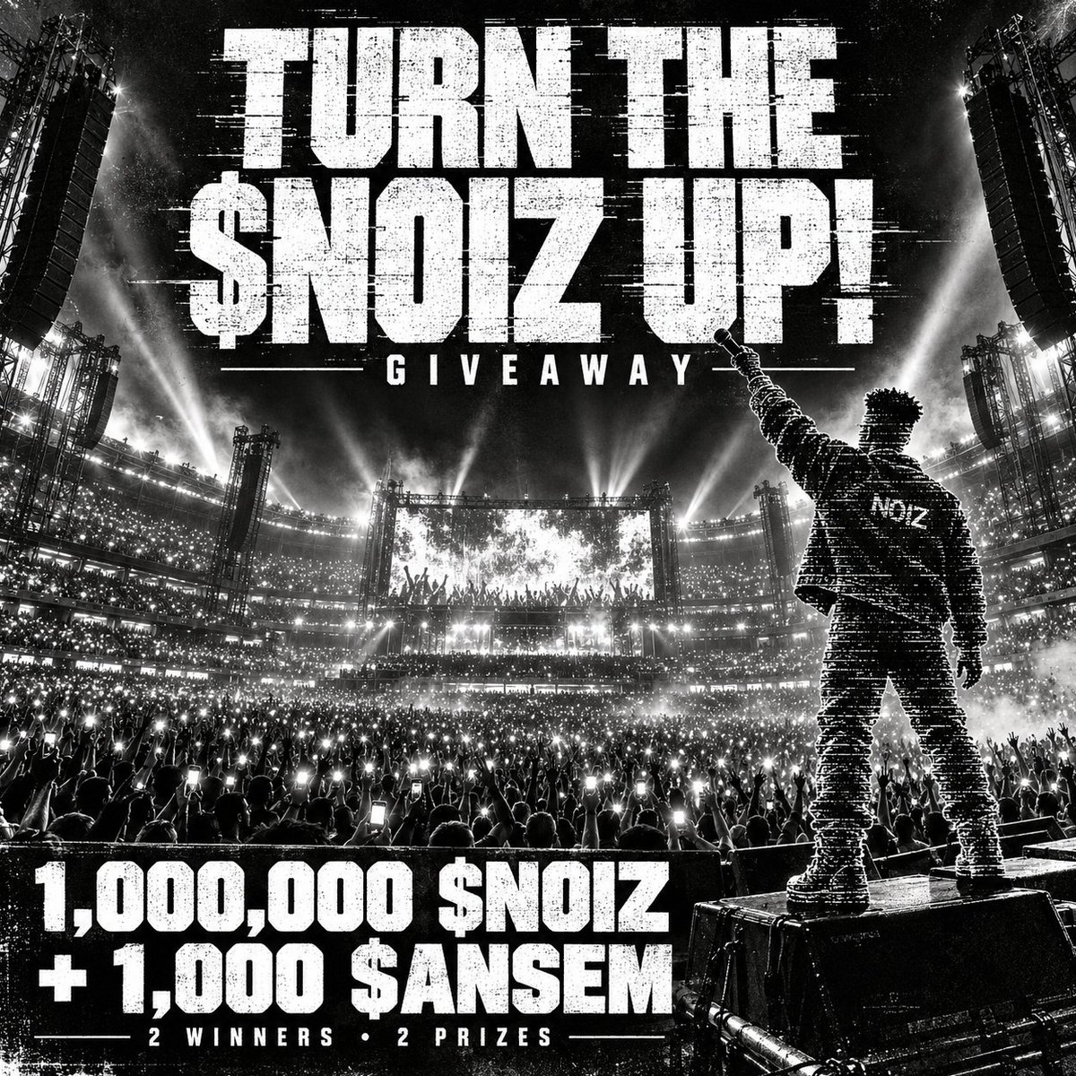 noiz_ansem's tweet photo. $NOIZ × $ANSEM GIVEAWAY

Turn the $NOIZ up!

Two prizes. Two different winners, picked at random:

• 1,000,000 $NOIZ
• 1,000 $ANSEM

How to enter:

1. Repost this post.
2. Open the song in our first reply below.
3. Quote repost that song with “Turn the $NOIZ up!” and include $ANSEM and @blknoiz06.
4. Come back to this giveaway post and drop your quote repost link in the replies.

One entry per person. 

Entries close Sunday, October 4, 7 PM UTC.

Optional, but appreciated:

Follow @noiz_ansem and join our TG:
https://t.co/oLRxgpADQS

Let’s get this song to the trenches. 🖤