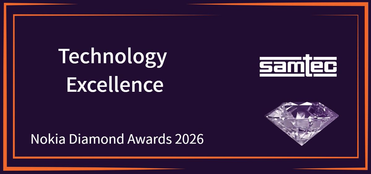 SamtecInc's tweet photo. We are proud to be recognized as a winner of the Nokia Diamond Awards 2026. This award reflects the dedication of our teams, the value of strong collaboration, and our shared commitment to delivering excellence. https://t.co/fn3NB7taND
#NokiaDiamondAwards https://t.co/C2zUJRZJTI