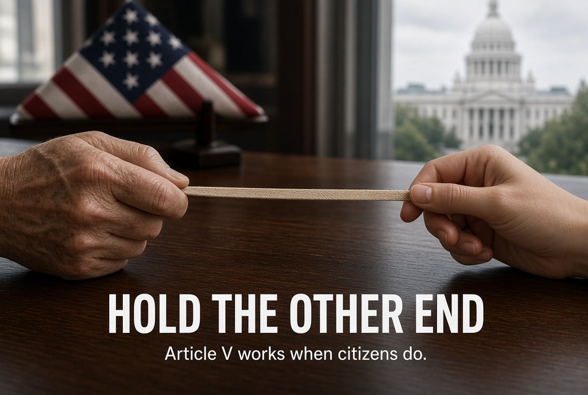 DonDinkel's tweet photo. The shoestring only works when somebody picks up the other end.

That is the whole Article V design. Congress will not put a leash on itself. The states can call a convention limited to three things: fiscal restraints, limits on federal power and jurisdiction, and term limits. A convention can only propose. Nothing becomes law unless 38 states ratify. Thirteen states can kill any bad idea.

If you have been waiting for a constitutional off-ramp that is not “trust Washington,” this is it. Capitol season starts in January. State teams that fill now are the ones who get the meetings, the co-sponsors, and the votes. Signing a petition is good. Showing up is what moves a chamber.

Grab the other end: https://t.co/q81q5qLAl3

#ConventionOfStates #ArticleV #TermLimits