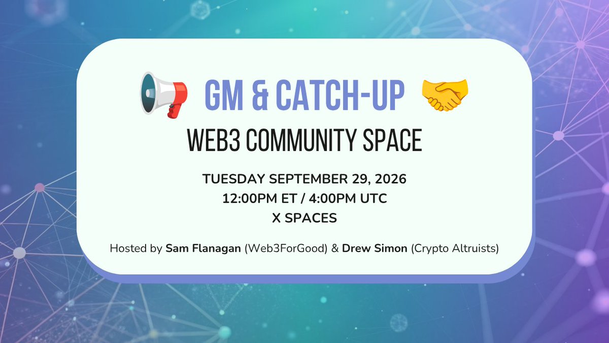 Crypto_Altruism's tweet photo. Missing the community vibes in Web3?

Join us tomorrow at 12pm ET for a special community space to reconnect with friends, share updates, discuss what's happening, and have some fun 🎙️💚

No agenda, just community 🤝

🗓️ Set a reminder: https://t.co/xSTS53rHJf https://t.co/JKMYNDFalU