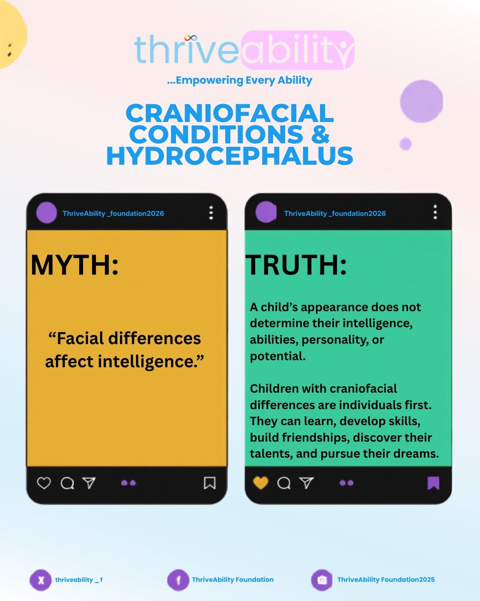 thriveability_f's tweet photo. Look beyond the face,See the child. Let’s choose understanding over assumptions, inclusion over exclusion, and acceptance over judgment .

#MythBusterMonday #CraniofacialAwareness #DisabilityAwareness  #SeeTheAbility #EndTheStigma https://t.co/wNXodu9XmI