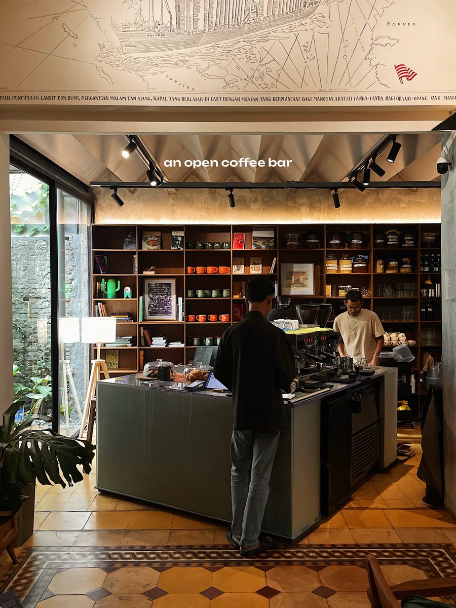 XiaoRodrig5q's tweet photo. What could be better than enjoying coffee while reading your favorite book in a lush, peaceful setting? If you love both, check out this new space in Menteng. Read, browse the collection, or take a book home. Spacious, green, calm, and cozy—a https://t.co/63bYk6zOUP
