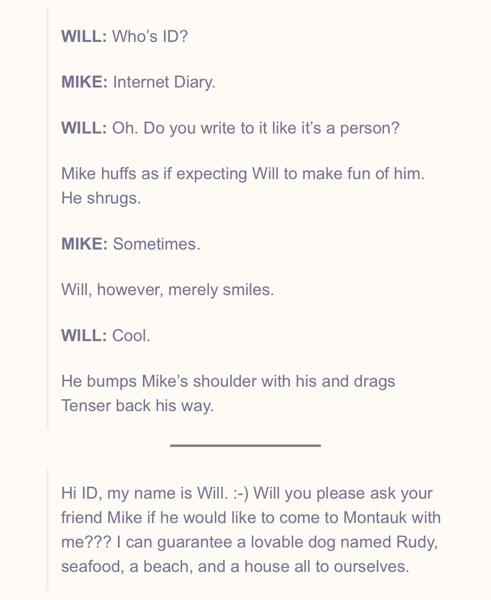 byersgate's tweet photo. chapter 1                                           chapter 11

we really went from mike mentioning W for the first time in ID to will typing his own ID entry. they’re growing all over the place 🥹 https://t.co/Atv8Q7jtpX