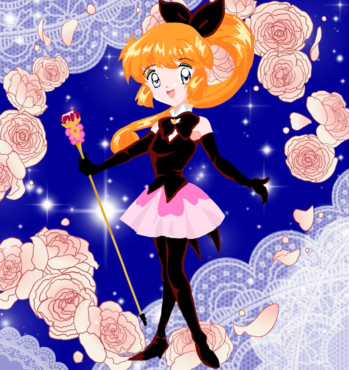 nwgE2R1Bg029028's tweet photo. おはようございます♪

今日は小さい頃にリアタイで見ていた

女の子向けアニメ
怪盗セイント・テール
の
主人公

セイント・テール

に変身にする
（原作では早着替え）

羽丘芽美ちゃん

の誕生日だそうなので
徹夜で描いたイラストを👍🎩🪄 https://t.co/oaIhvth43M