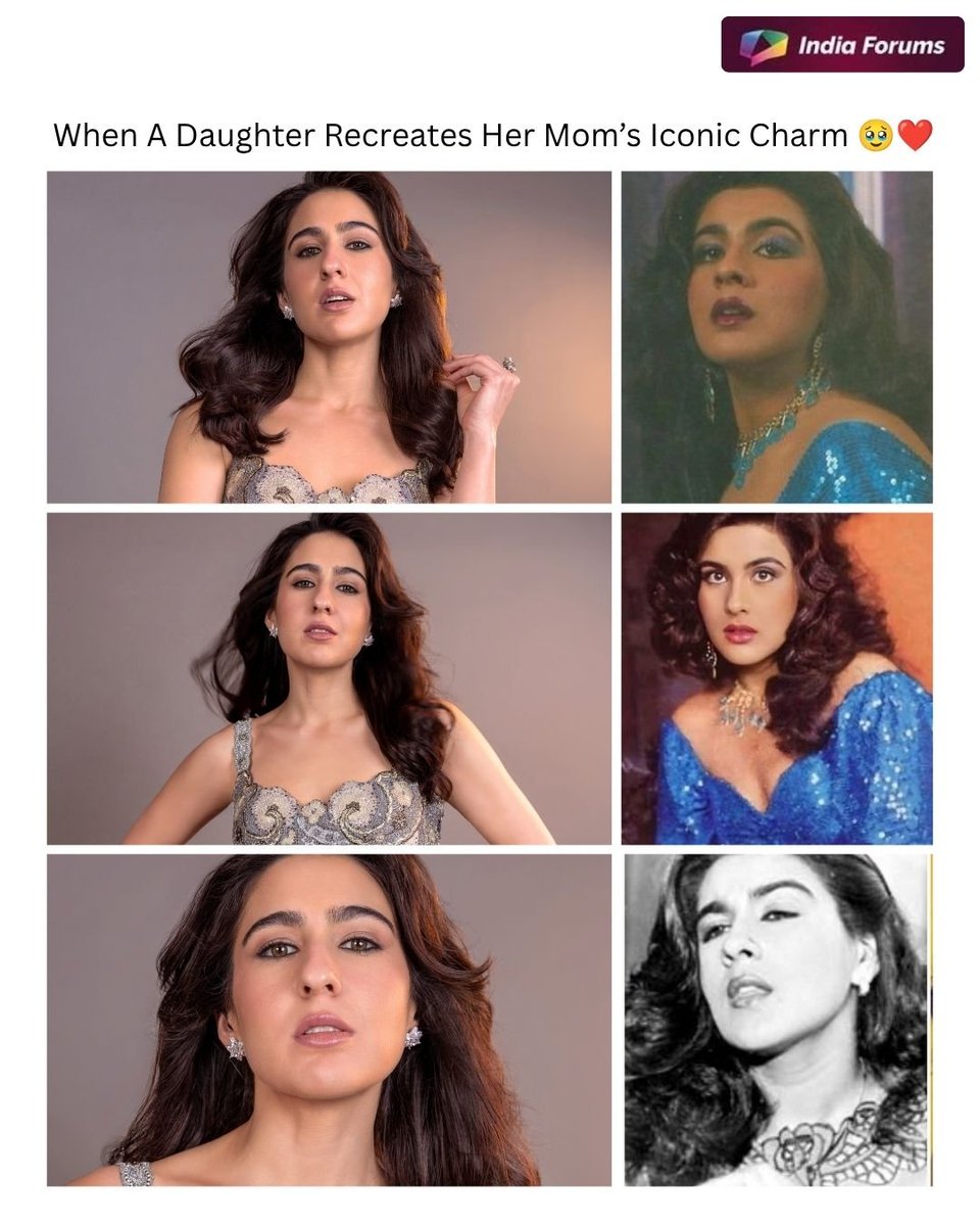 indiaforums's tweet photo. Sara Ali Khan recreates the iconic look of her mom, Amrita Singh, and the resemblance is simply beautiful. ❤️🥹
📸 @saraalikhan95
.
.
.
#SaraAliKhan #AmritaSingh #MotherDaughter #LikeMotherLikeDaughter #Bollywood IndiaForums https://t.co/zlfCiRMup8