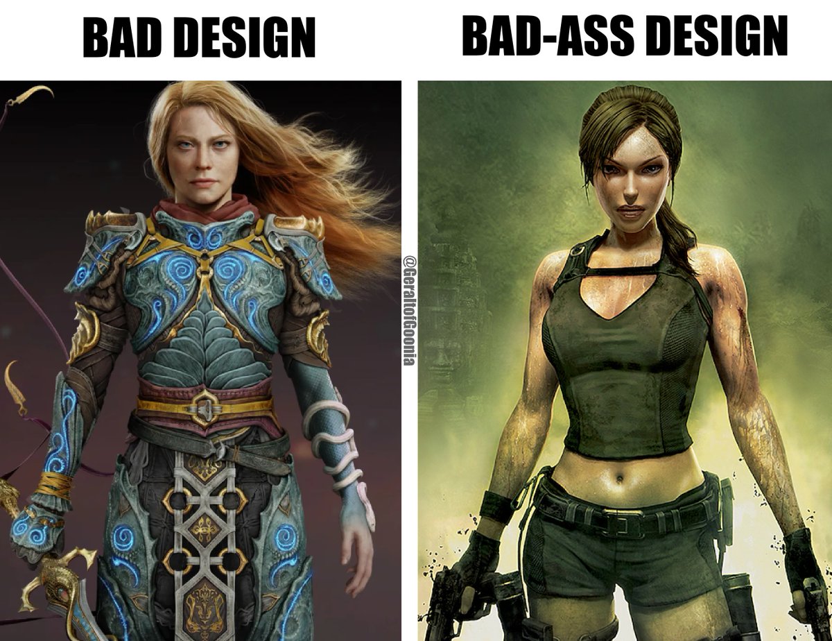 GeraltofGoonia's tweet photo. Sony's absolute failure to create a single badass female character after so many attempts is hilarious because the blueprint has been right in front of them for decades

God of War Laufey vs Tomb Raider https://t.co/NT3TpWu5Q5