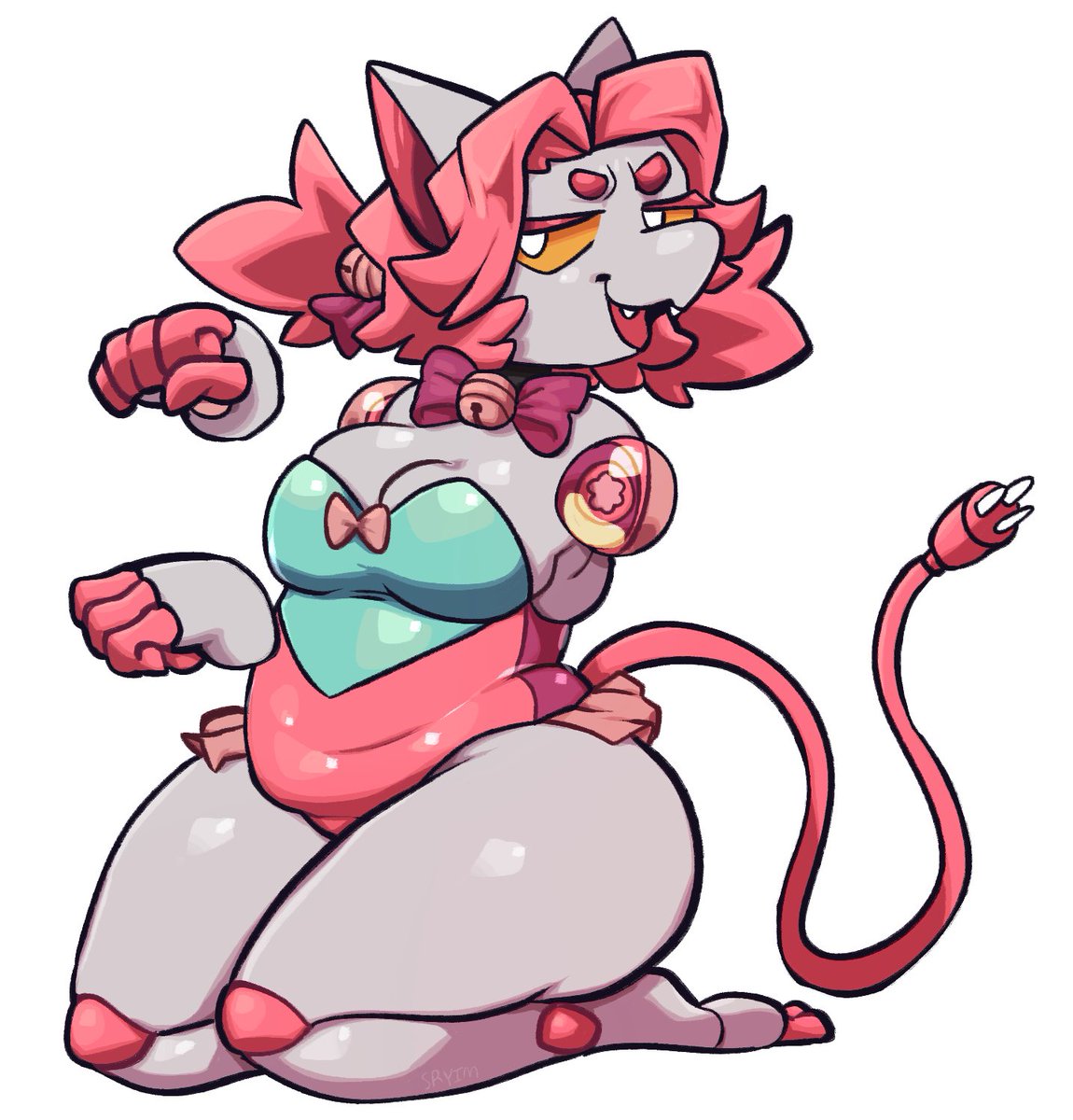 slimeandclaws's tweet photo. Im uploading stuff I never actually uploaded bc i was uploading to my bsky LMAO Here is Tasque Manager x Mew Mew fusion I thought about. #nsfw #digitalartnsfw #furry #anthro #suggestive https://t.co/dnUSqb5p6T