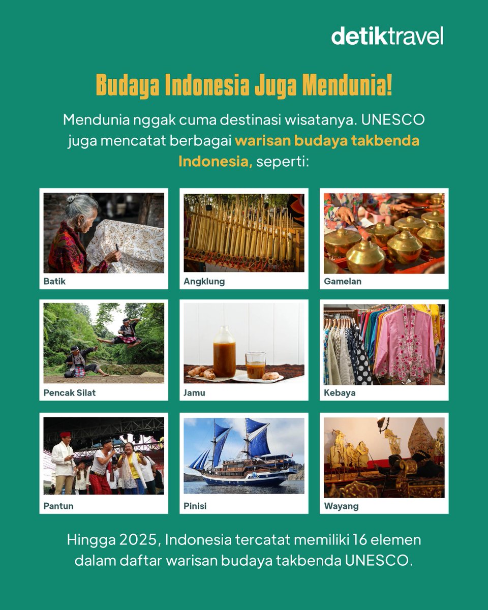 detikTravel's tweet photo. Nah, seberapa kenal kamu dengan kekayaan pariwisata Indonesia? 👀

#HariPariwisataSedunia2026 #detiktravel #PariwisataIndonesia #IndonesiaMendunia https://t.co/FW6H5o9gbX