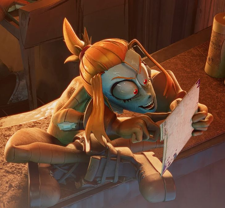 AmandaMandy01's tweet photo. Meet the delightfully unhinged Vex from The Gaslight District just trying to get through another day. 🧡🧟♀️📜
#thegaslightdistrict #tgld #character https://t.co/VrD7CIGifu